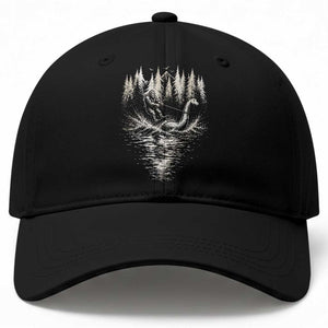 Funny Bigfoot Water Skiing Behind Nessie Baseball Cap Cryptid Lover