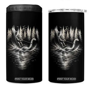 Funny Bigfoot Water Skiing Behind Nessie 4 in 1 Can Cooler Tumbler Cryptid Lover