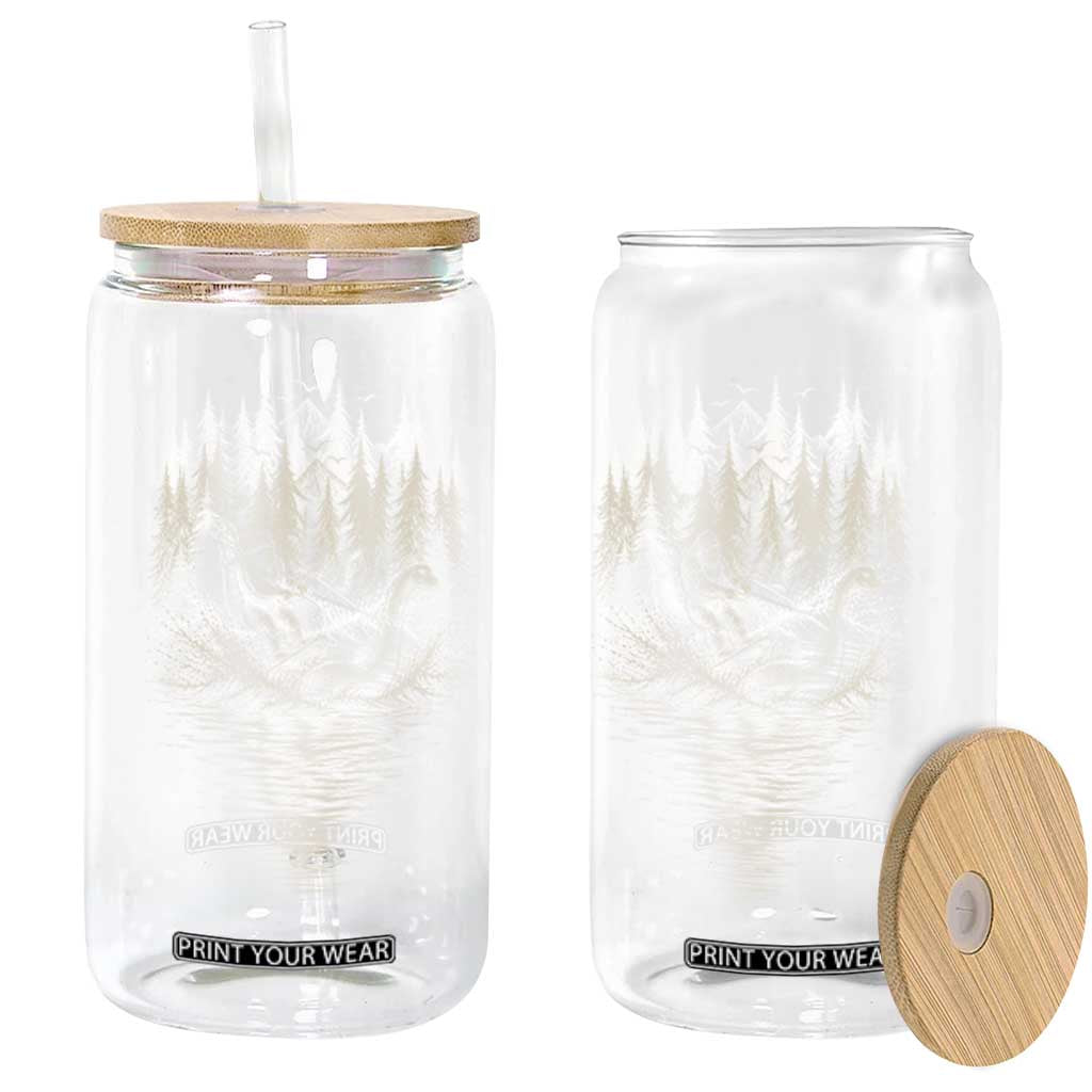 Funny Bigfoot Water Skiing Behind Nessie Glass Can Cryptid Lover