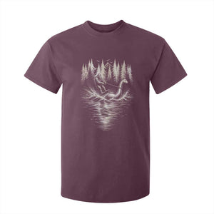 Funny Bigfoot Water Skiing Behind Nessie T Shirt For Kid Cryptid Lover