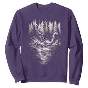 Funny Bigfoot Water Skiing Behind Nessie Sweatshirt Cryptid Lover