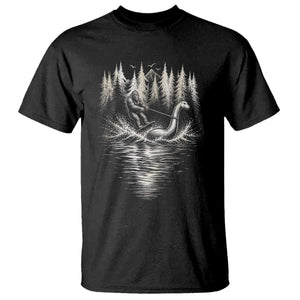 Funny Bigfoot Water Skiing Behind Nessie T Shirt Cryptid Lover