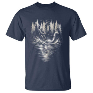 Funny Bigfoot Water Skiing Behind Nessie T Shirt Cryptid Lover