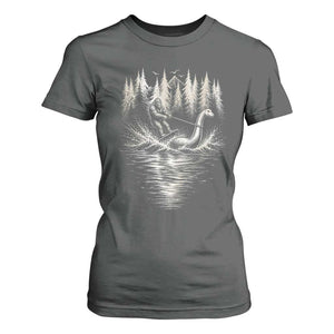 Funny Bigfoot Water Skiing Behind Nessie T Shirt For Women Cryptid Lover