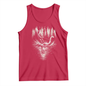 Funny Bigfoot Water Skiing Behind Nessie Tank Top Cryptid Lover