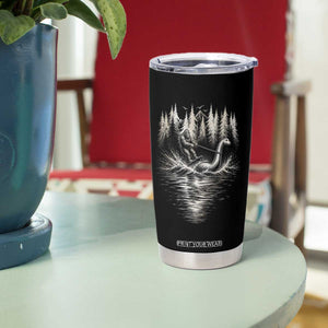 Funny Bigfoot Water Skiing Behind Nessie Tumbler Cup Cryptid Lover