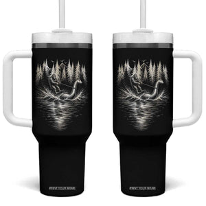 Funny Bigfoot Water Skiing Behind Nessie Tumbler With Handle Cryptid Lover