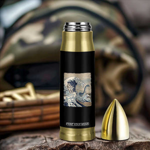 Funny Bigfoot Water Skiing Behind Nessie Bullet Tumbler Ukiyoe Inspired Wave Art