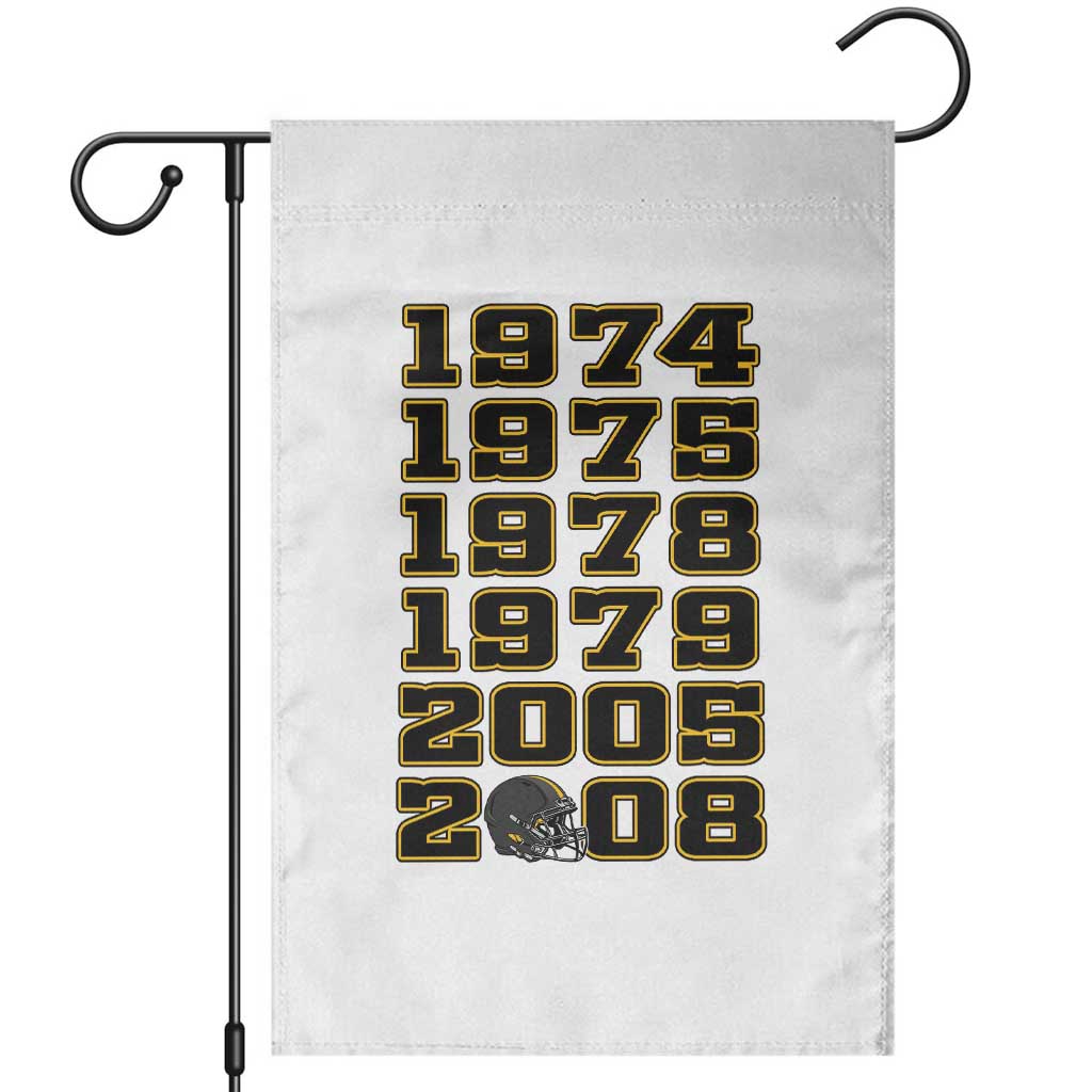 Six Historic Championship Seasons Garden Flag Vintage Football Fan Graphic