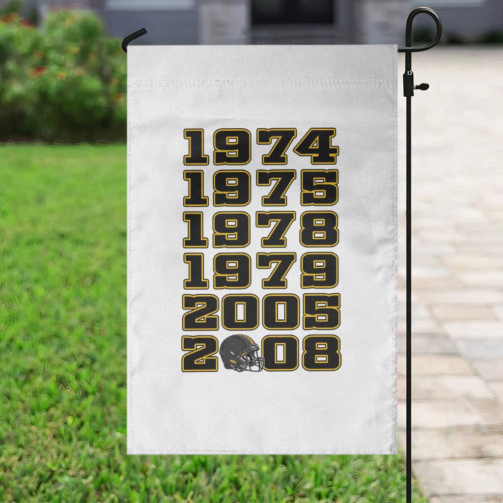 Six Historic Championship Seasons Garden Flag Vintage Football Fan Graphic