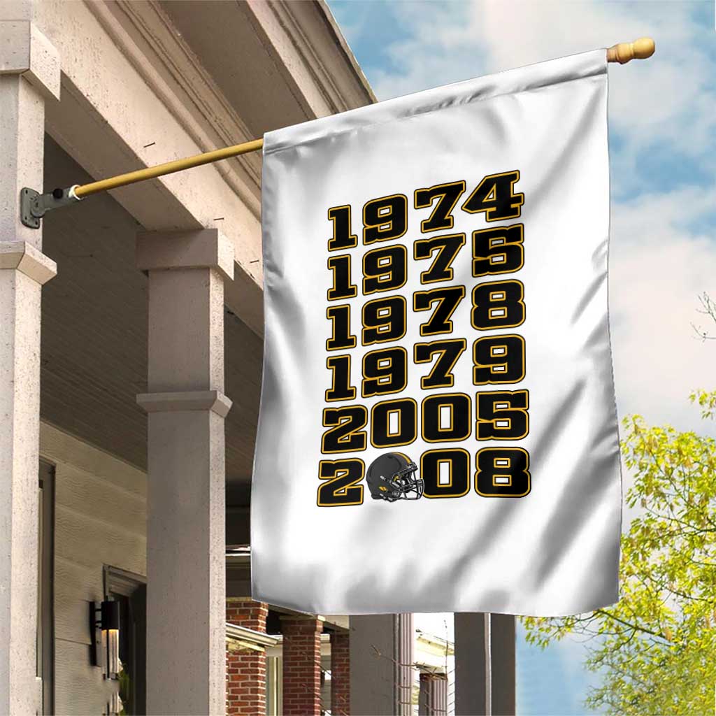 Six Historic Championship Seasons Garden Flag Vintage Football Fan Graphic