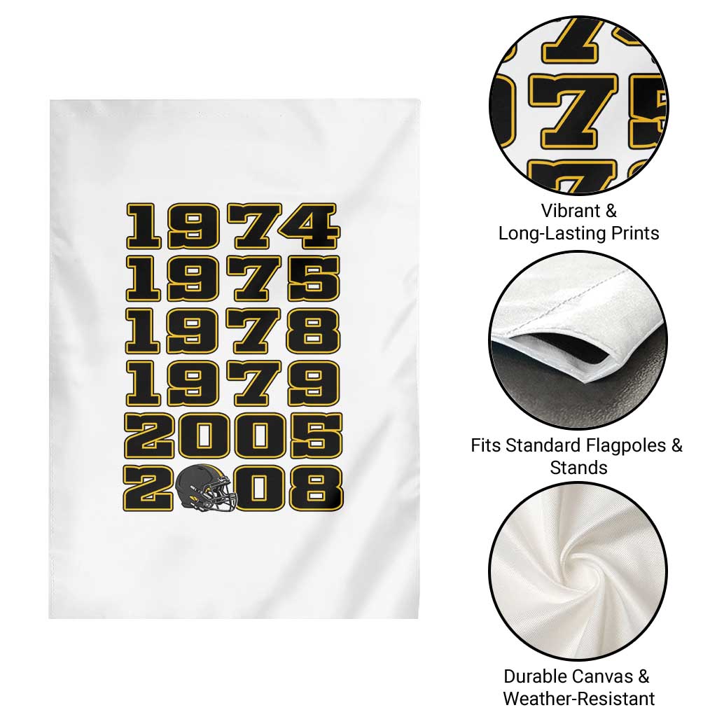 Six Historic Championship Seasons Garden Flag Vintage Football Fan Graphic