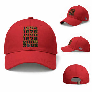 Six Historic Championship Seasons Baseball Cap Vintage Football Fan Graphic