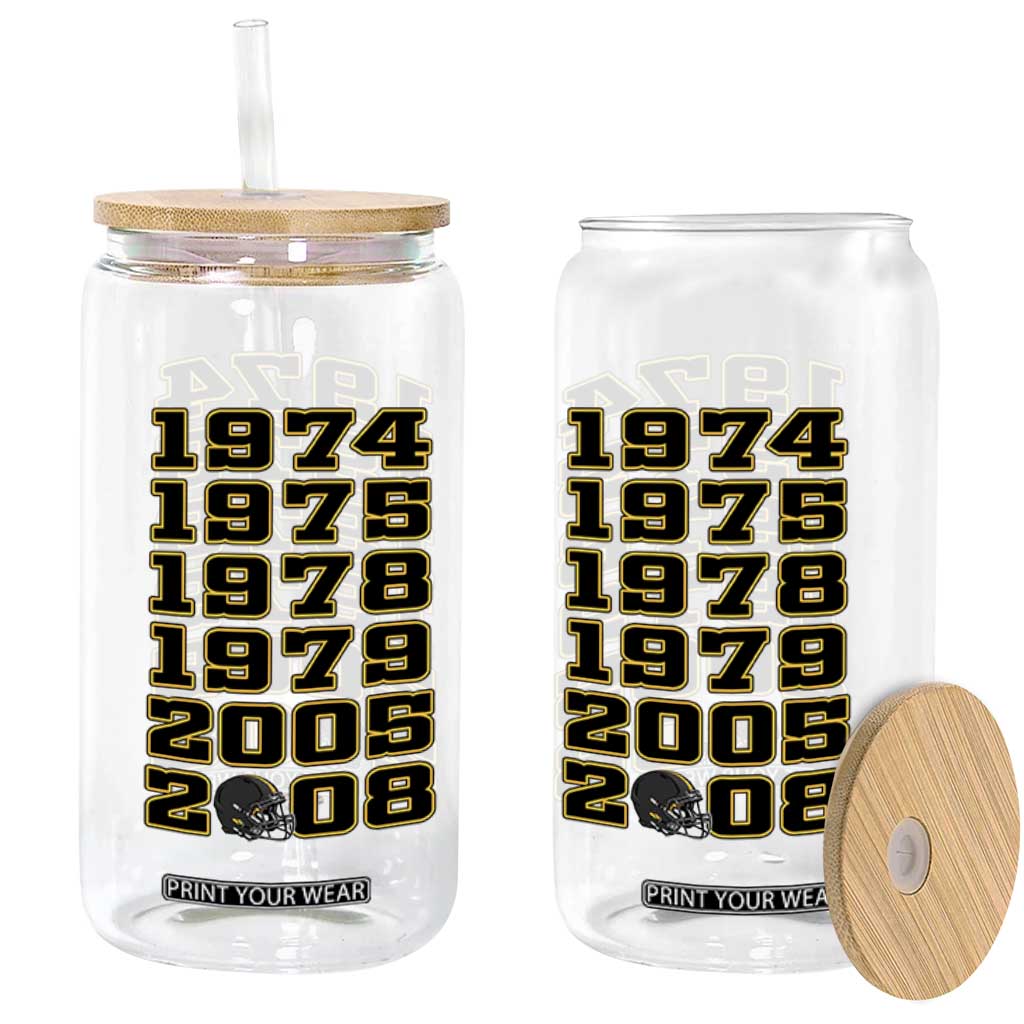 Six Historic Championship Seasons Glass Can Vintage Football Fan Graphic