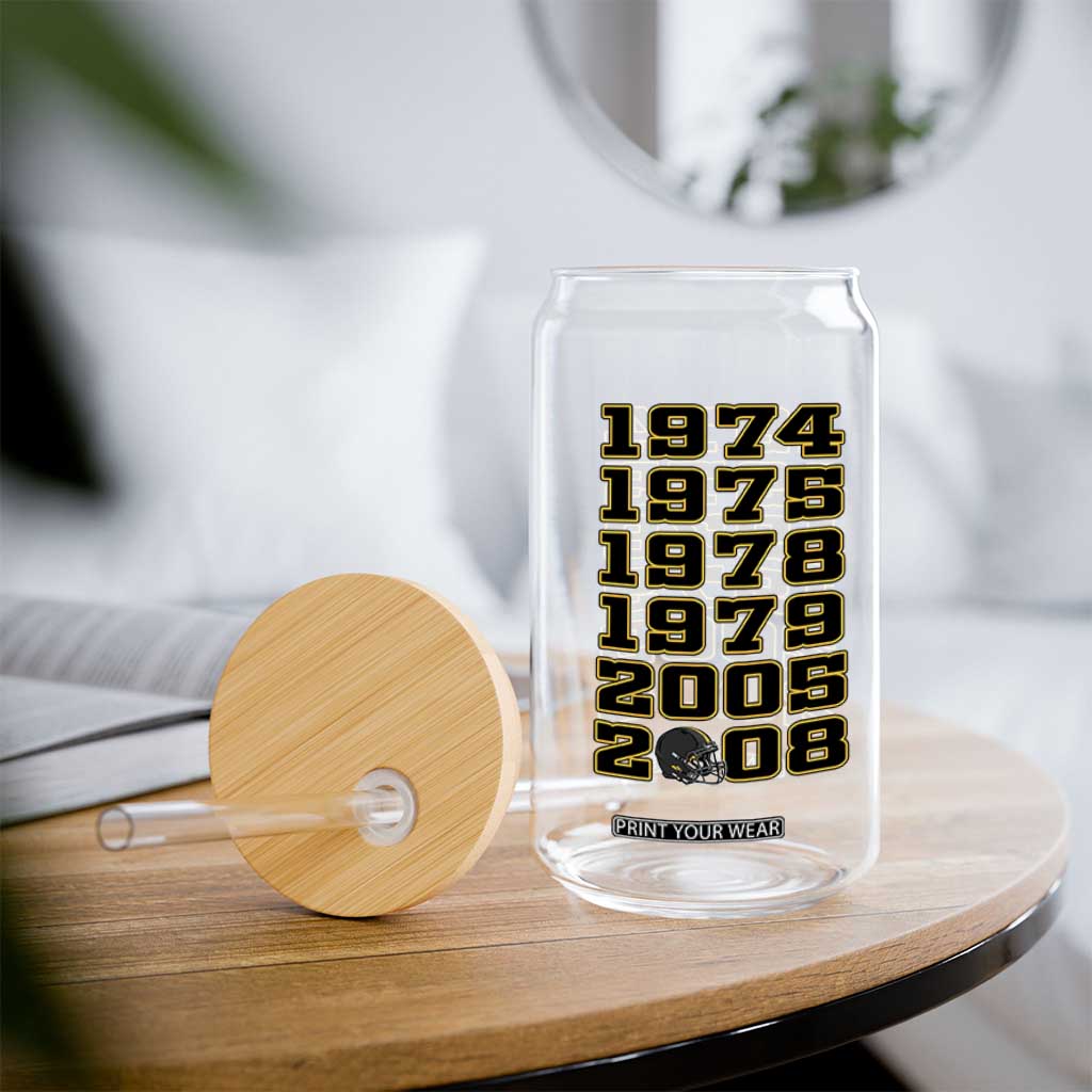 Six Historic Championship Seasons Glass Can Vintage Football Fan Graphic