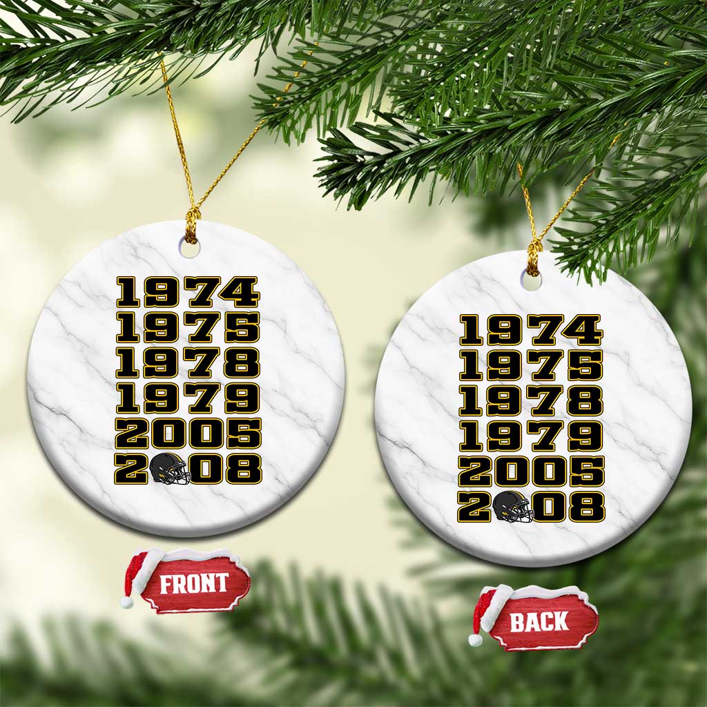 Six Historic Championship Seasons Ceramic Ornament Vintage Football Fan Graphic