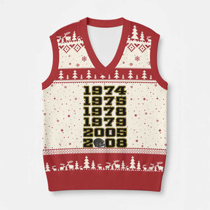 Six Historic Championship Seasons V-Neck Knit Sweater Vest Vintage Football Fan Graphic