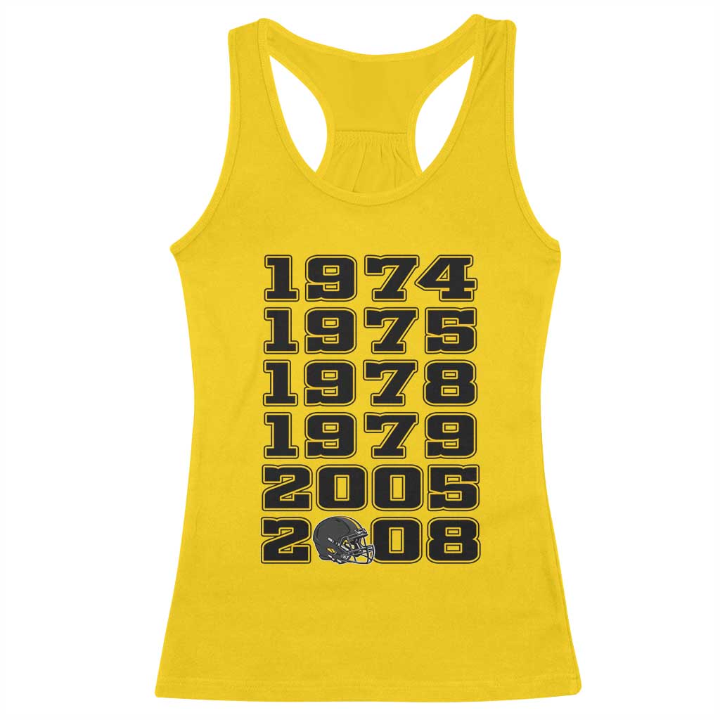 Six Historic Championship Seasons Racerback Tank Top Vintage Football Fan Graphic