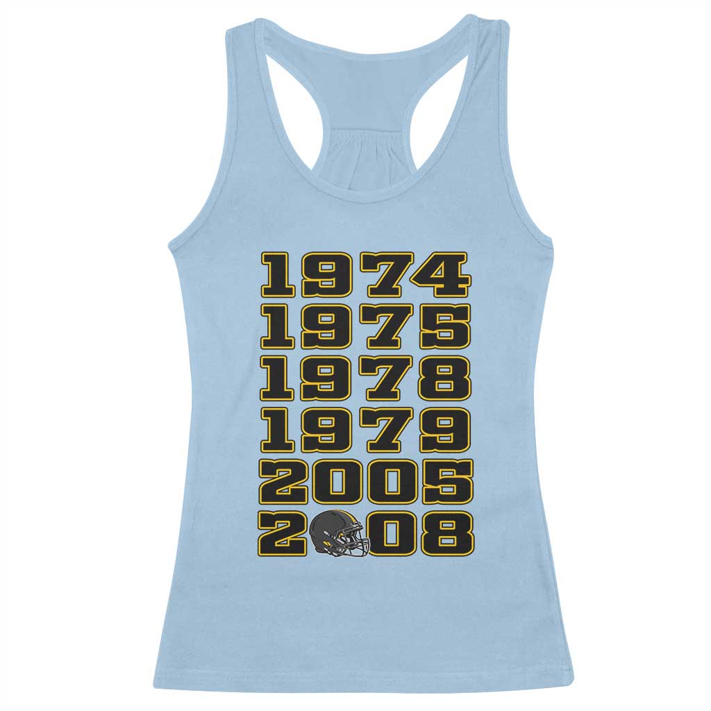 Six Historic Championship Seasons Racerback Tank Top Vintage Football Fan Graphic