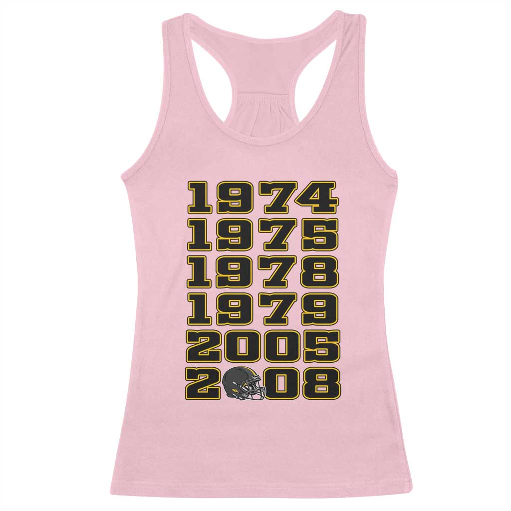 Six Historic Championship Seasons Racerback Tank Top Vintage Football Fan Graphic