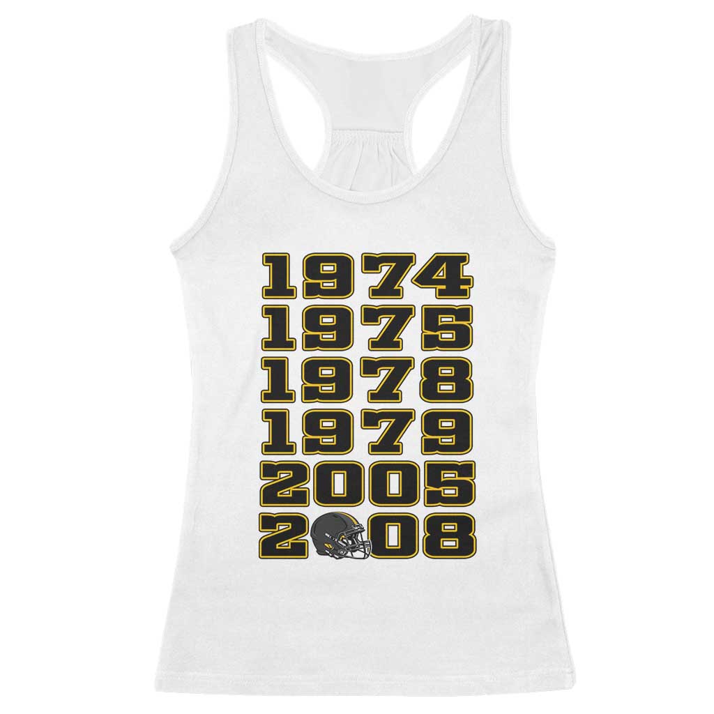 Six Historic Championship Seasons Racerback Tank Top Vintage Football Fan Graphic