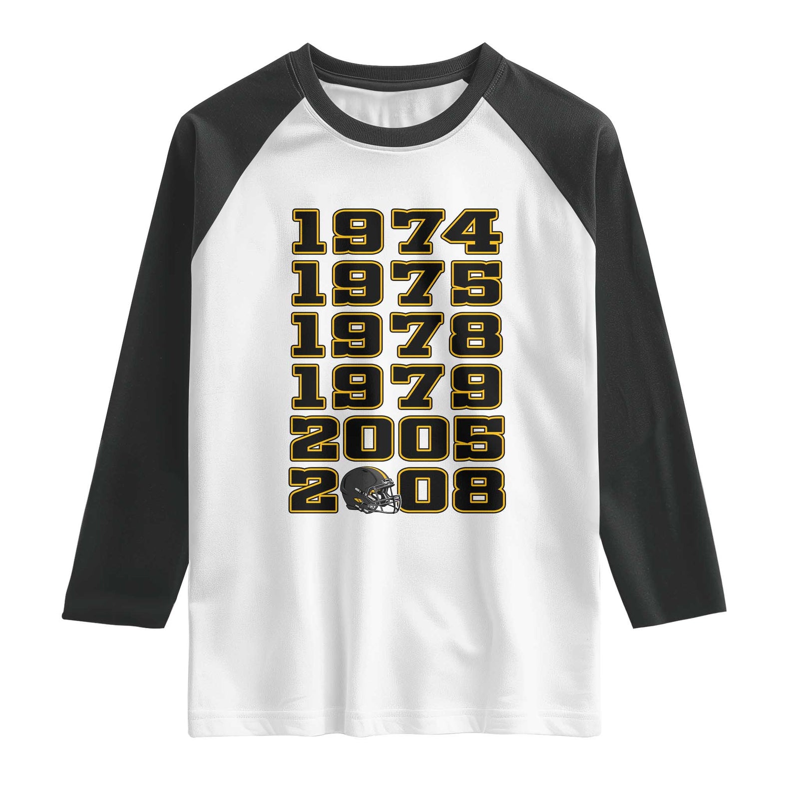 Six Historic Championship Seasons Raglan Shirt Vintage Football Fan Graphic TS12 White Black Print Your Wear