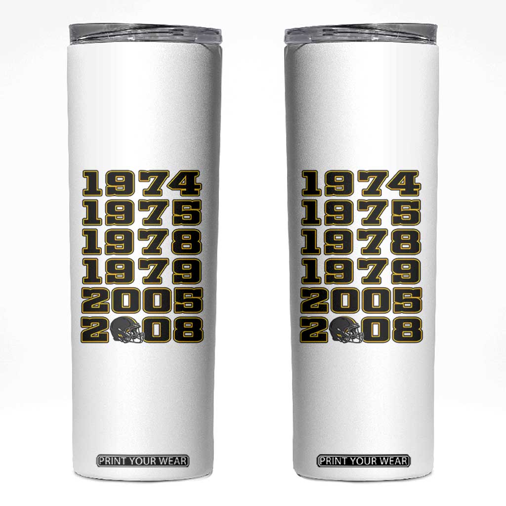 Six Historic Championship Seasons Skinny Tumbler Vintage Football Fan Graphic