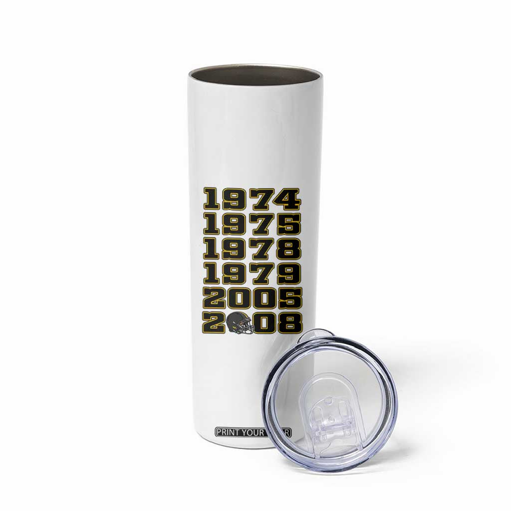 Six Historic Championship Seasons Skinny Tumbler Vintage Football Fan Graphic