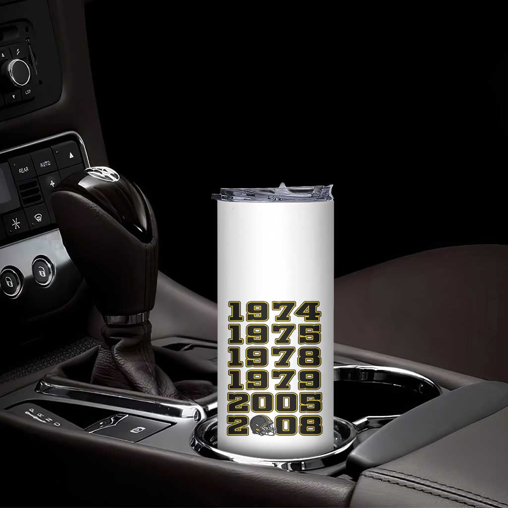 Six Historic Championship Seasons Skinny Tumbler Vintage Football Fan Graphic