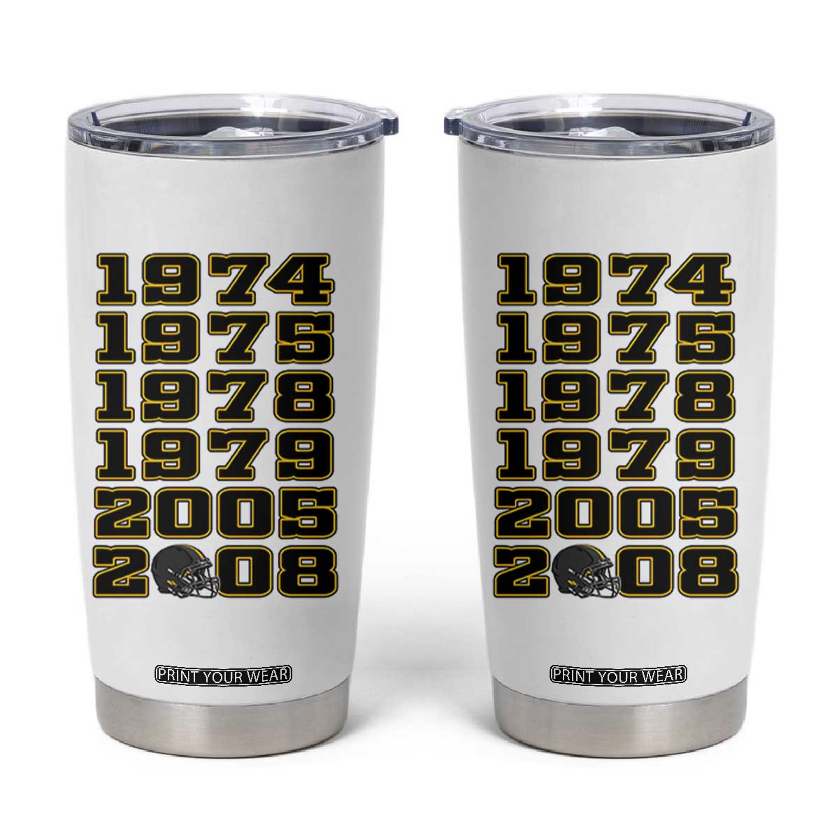Six Historic Championship Seasons Tumbler Cup Vintage Football Fan Graphic
