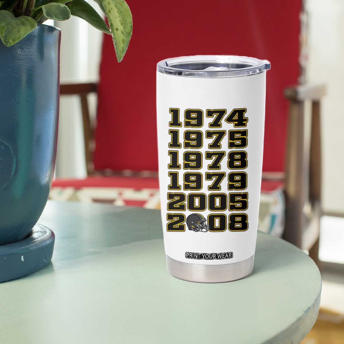 Six Historic Championship Seasons Tumbler Cup Vintage Football Fan Graphic