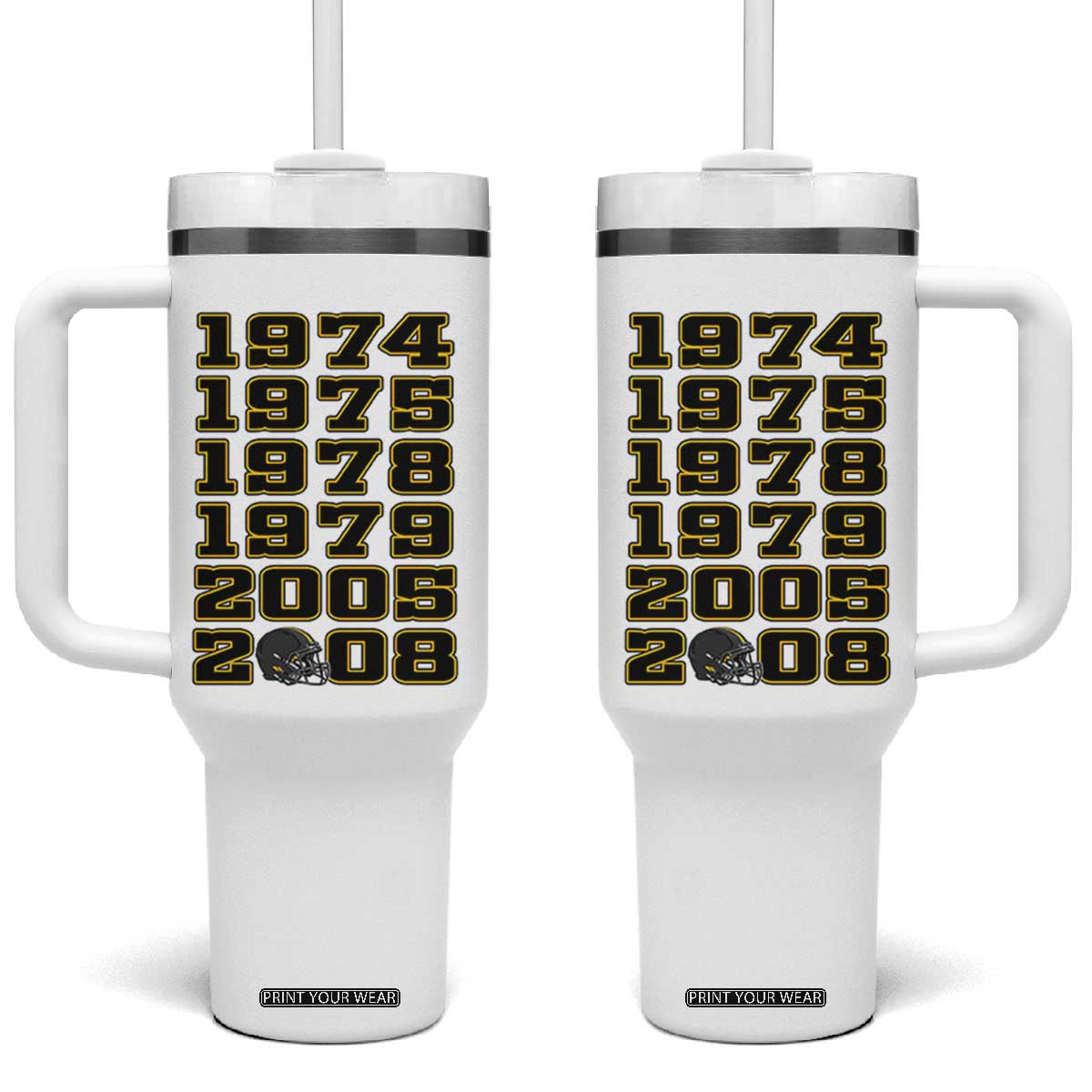 Six Historic Championship Seasons Tumbler With Handle Vintage Football Fan Graphic