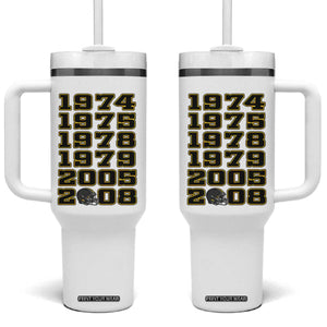 Six Historic Championship Seasons Tumbler With Handle Vintage Football Fan Graphic