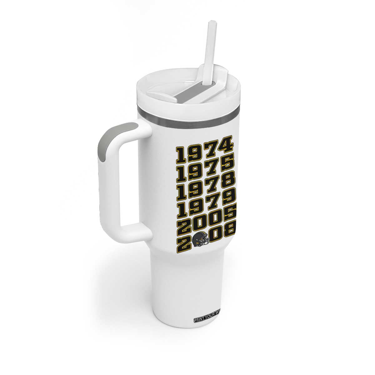 Six Historic Championship Seasons Tumbler With Handle Vintage Football Fan Graphic