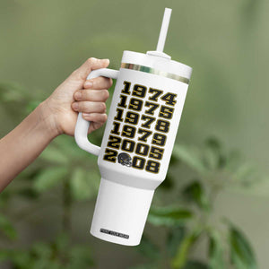 Six Historic Championship Seasons Tumbler With Handle Vintage Football Fan Graphic