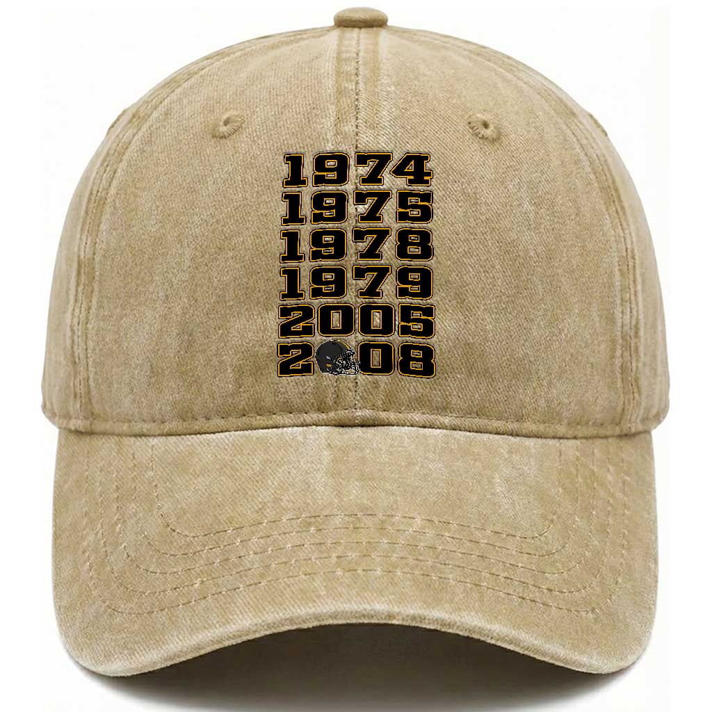 Six Historic Championship Seasons Washed Cotton Baseball Cap Vintage Football Fan Graphic