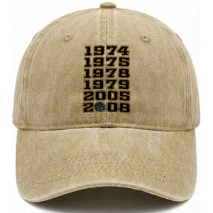 Six Historic Championship Seasons Washed Cotton Baseball Cap Vintage Football Fan Graphic