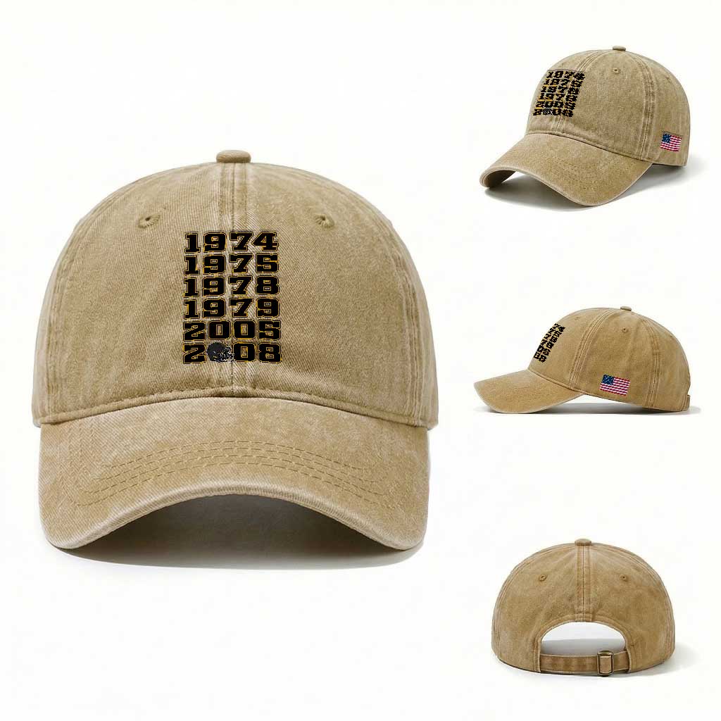 Six Historic Championship Seasons Washed Cotton Baseball Cap Vintage Football Fan Graphic