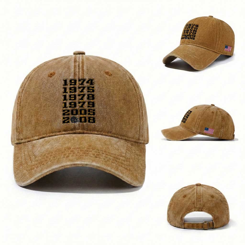 Six Historic Championship Seasons Washed Cotton Baseball Cap Vintage Football Fan Graphic