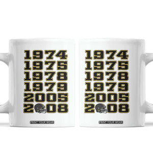 Six Historic Championship Seasons Coffee Mug Vintage Football Fan Graphic
