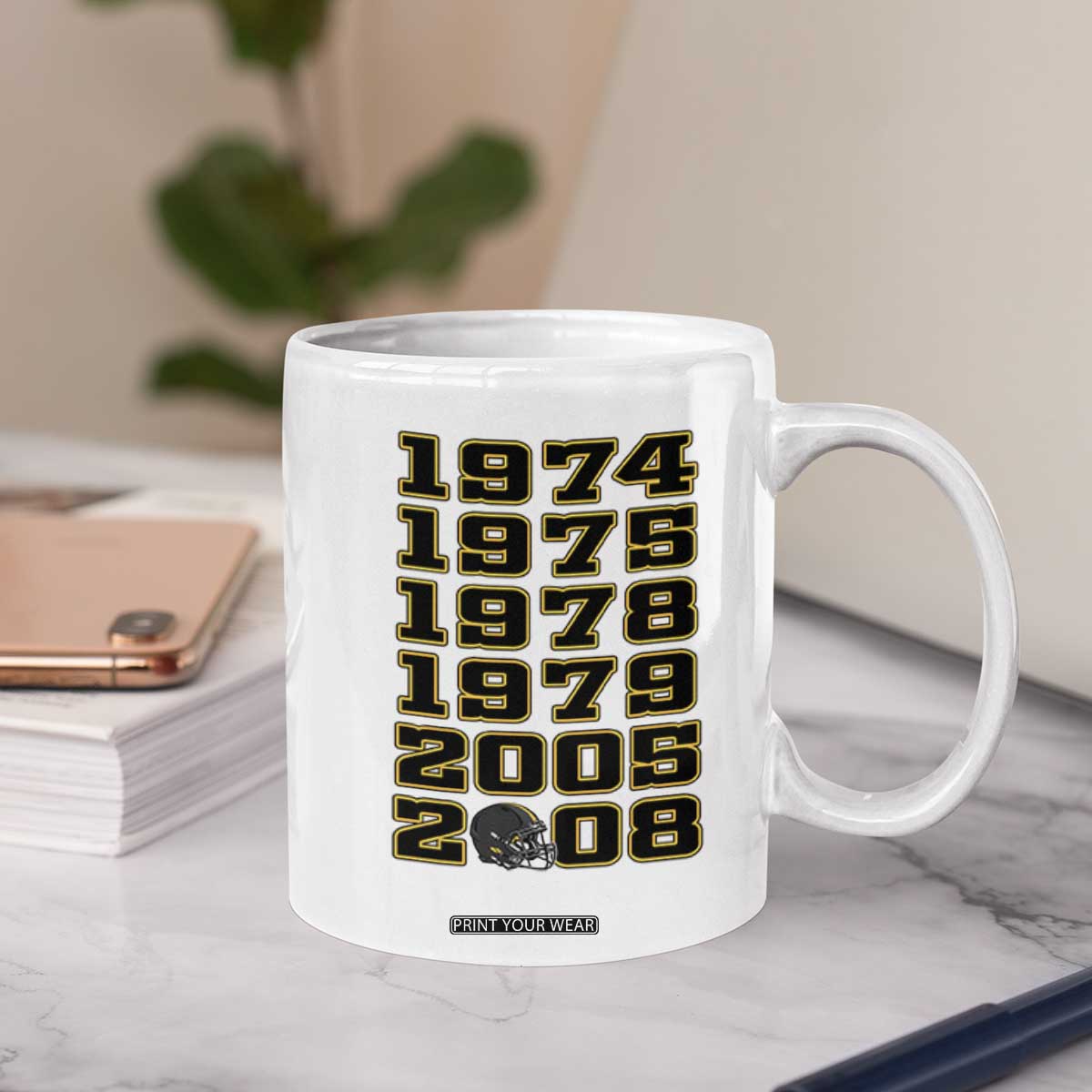 Six Historic Championship Seasons Coffee Mug Vintage Football Fan Graphic