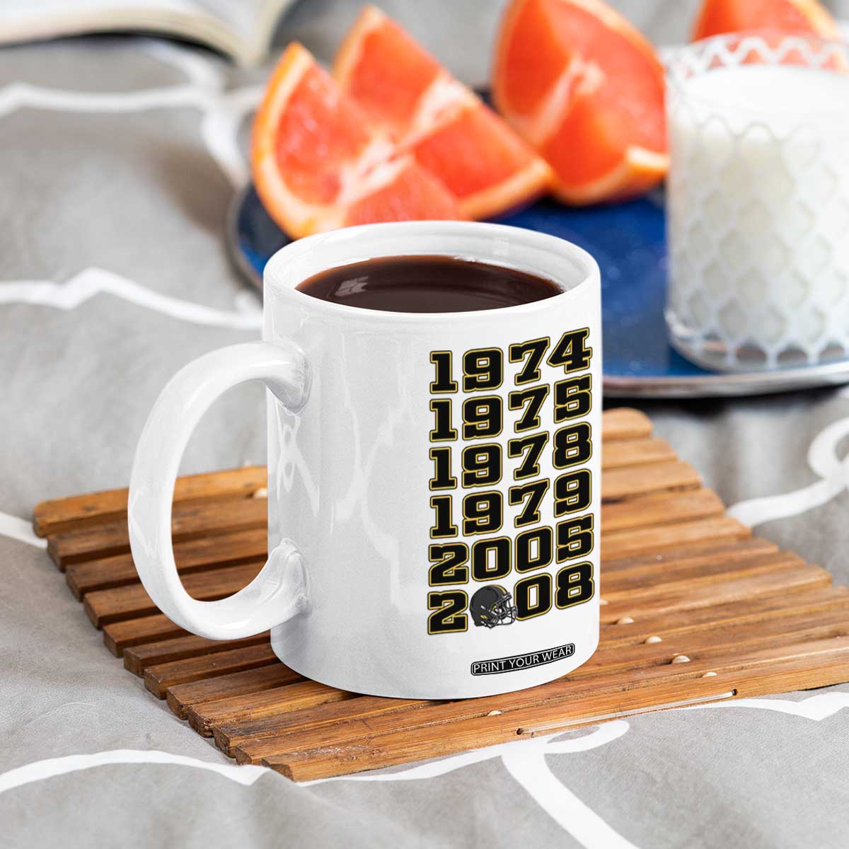 Six Historic Championship Seasons Coffee Mug Vintage Football Fan Graphic