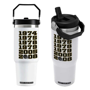 Six Historic Championship Seasons Flip Straw Tumbler Vintage Football Fan Graphic
