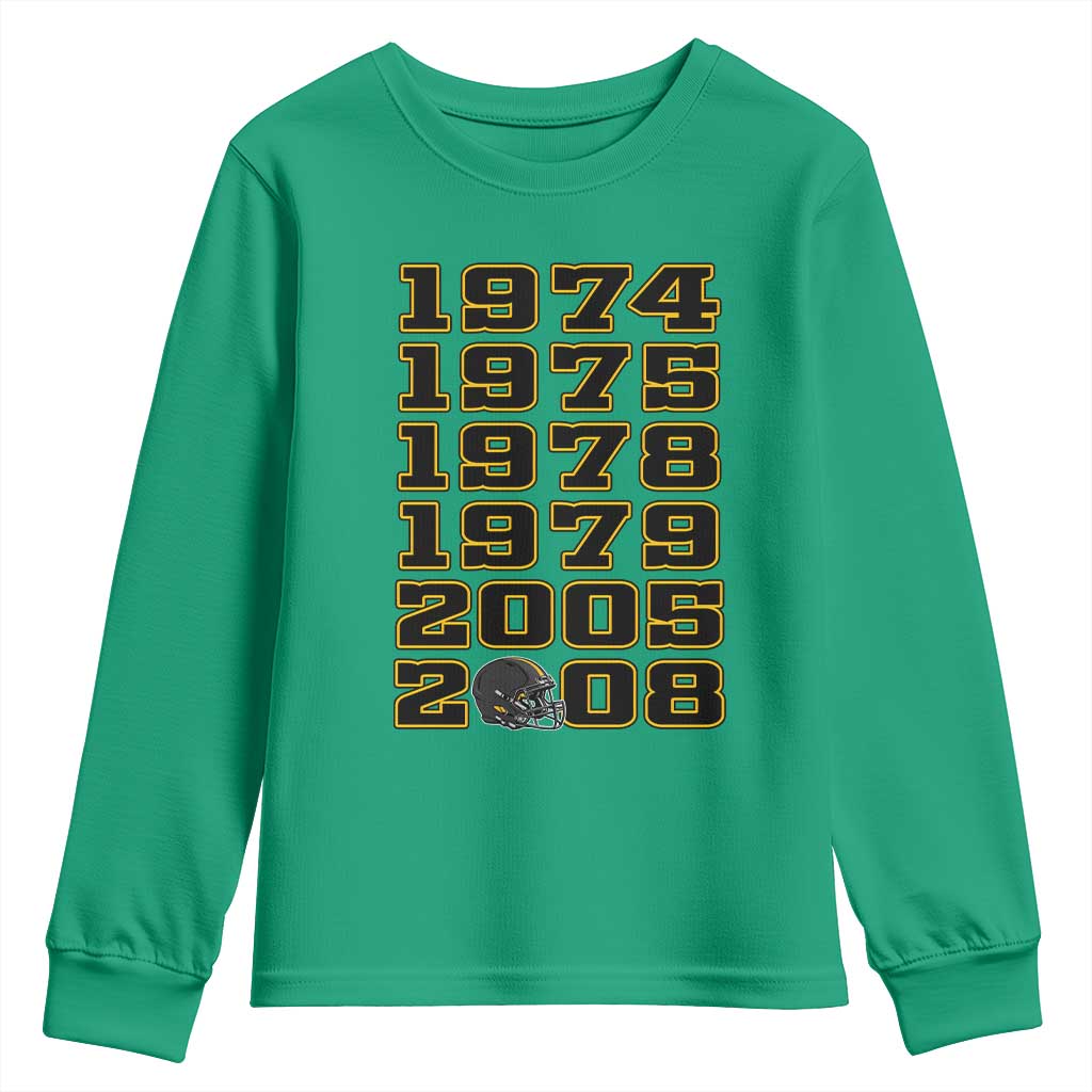 Six Historic Championship Seasons Youth Sweatshirt Vintage Football Fan Graphic