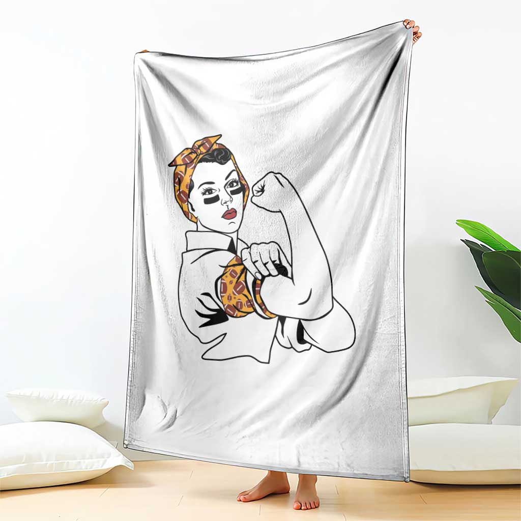 We Can Do It Game Day Throw Blanket Rosie The Riveter Strong Woman Football Fan