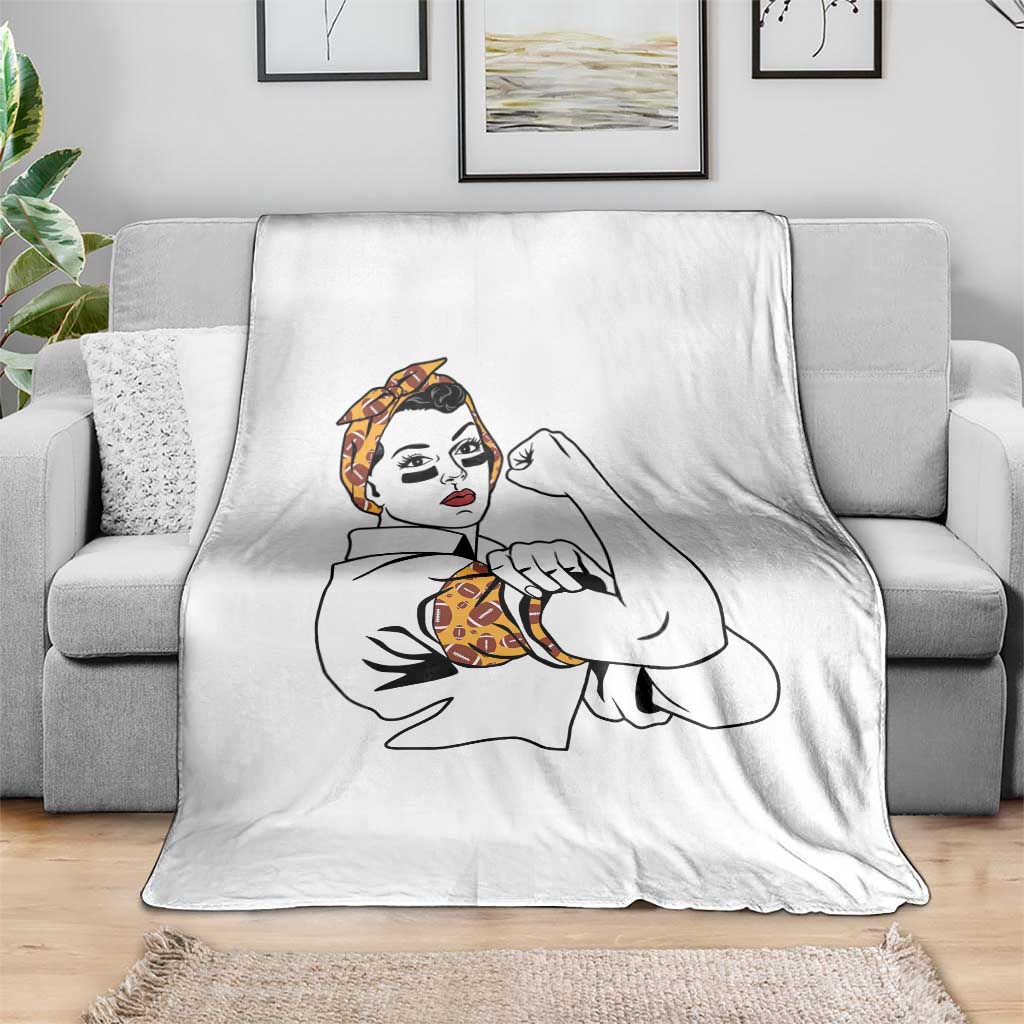 We Can Do It Game Day Throw Blanket Rosie The Riveter Strong Woman Football Fan