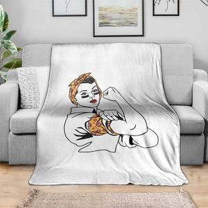 We Can Do It Game Day Throw Blanket Rosie The Riveter Strong Woman Football Fan