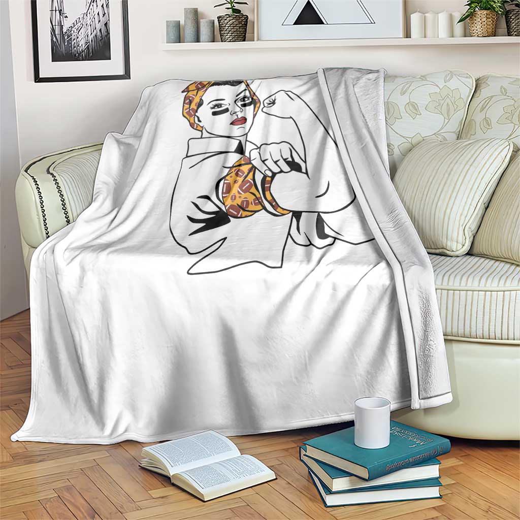 We Can Do It Game Day Throw Blanket Rosie The Riveter Strong Woman Football Fan