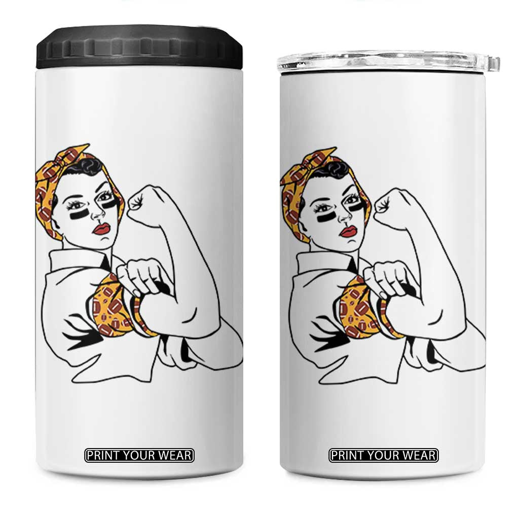 We Can Do It Game Day 4 in 1 Can Cooler Tumbler Rosie The Riveter Strong Woman Football Fan TS12 One Size: 16 oz White Print Your Wear