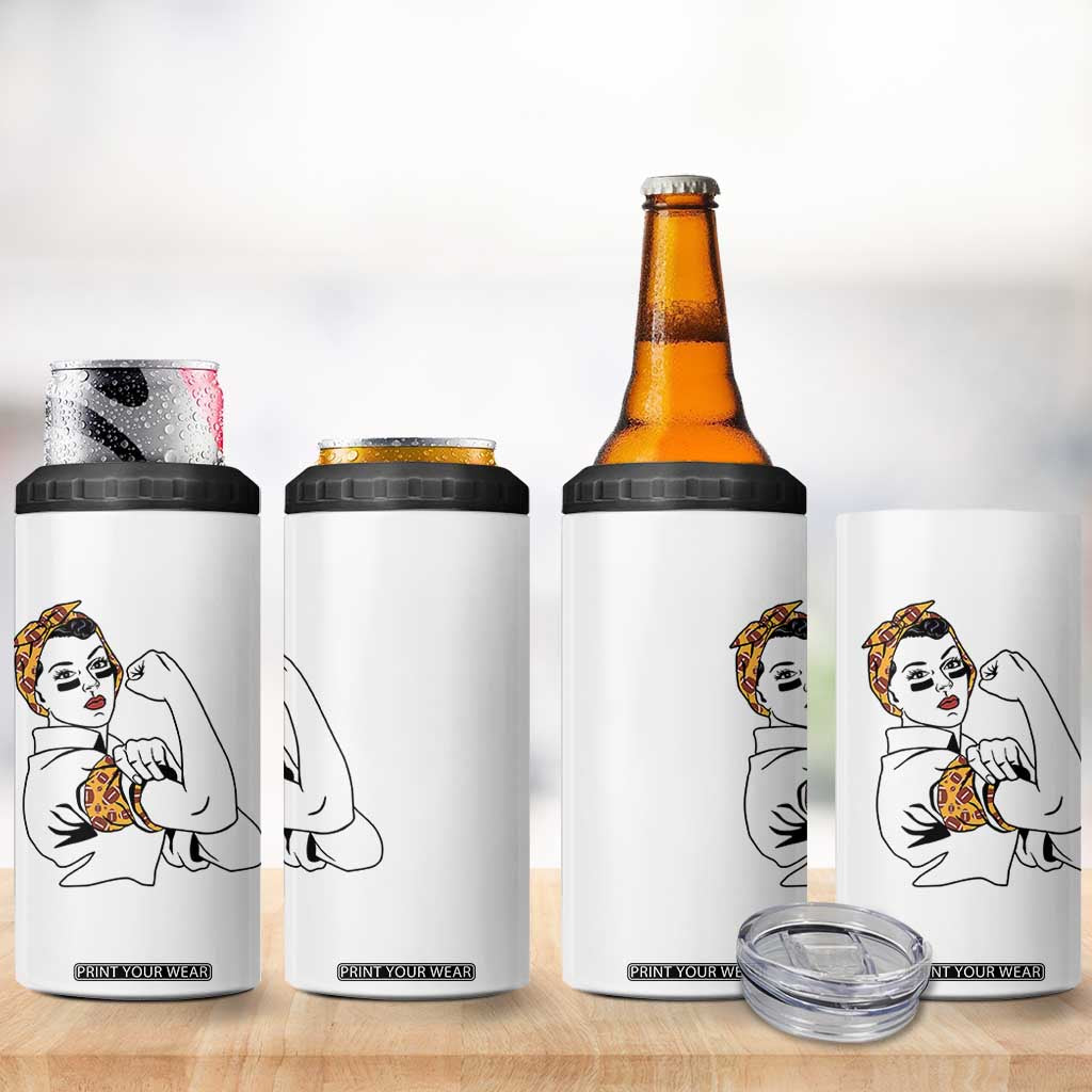 We Can Do It Game Day 4 in 1 Can Cooler Tumbler Rosie The Riveter Strong Woman Football Fan